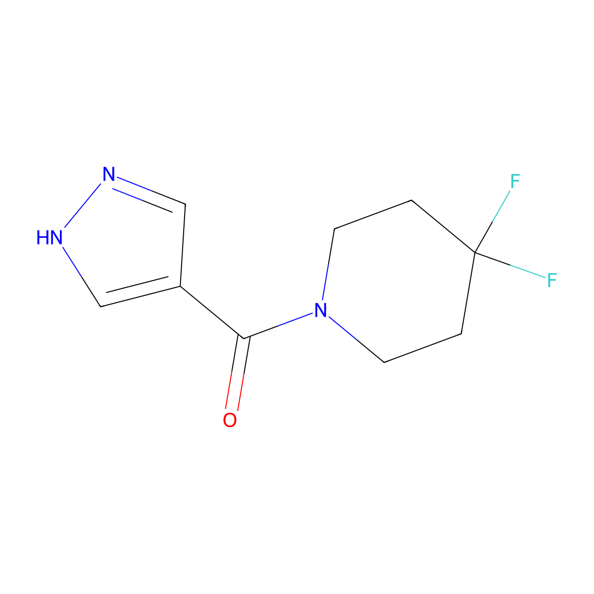 (4,4-difluoropiperidin-1-yl)(1H-pyrazol-4-yl)methanone molecular structure, CAS 2004588-47-8