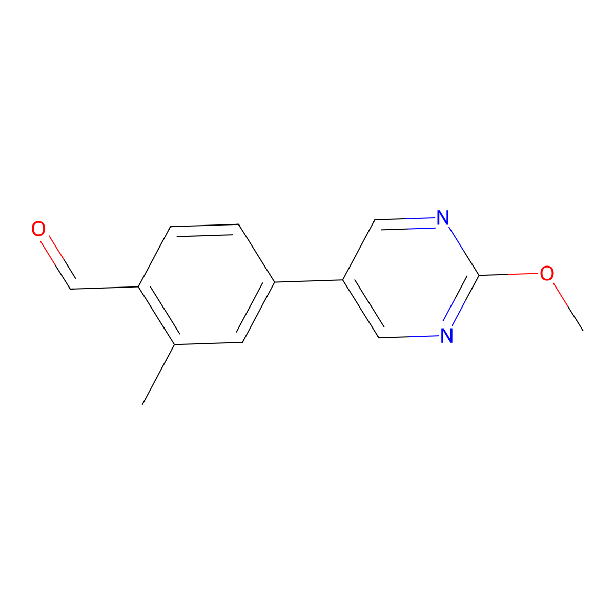 4-(2-Methoxy-5-pyrimidinyl)-2-methylbenzaldehyde molecular structure, CAS 2004603-57-8