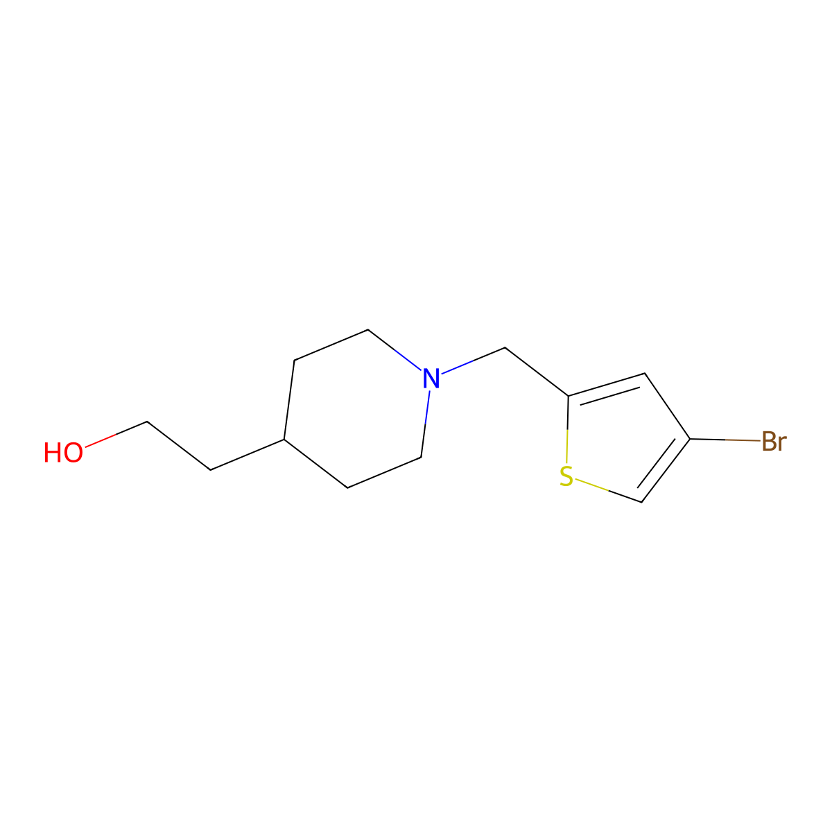 2-(1-((4-Bromothiophen-2-yl)methyl)piperidin-4-yl)ethan-1-ol molecular structure, CAS 2004606-59-9