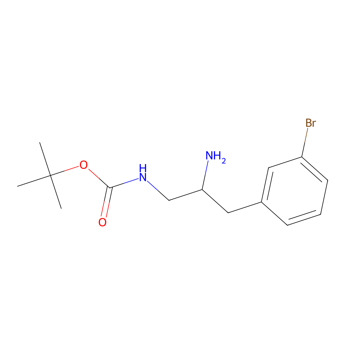tert-butyl N-[2-amino-3-(3-bromophenyl)propyl]carbamate molecular structure, CAS 2004615-73-8