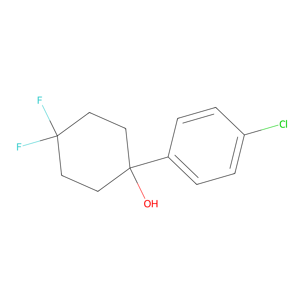1-(4-Chlorophenyl)-4,4-difluorocyclohexanol molecular structure, CAS 2004630-45-7
