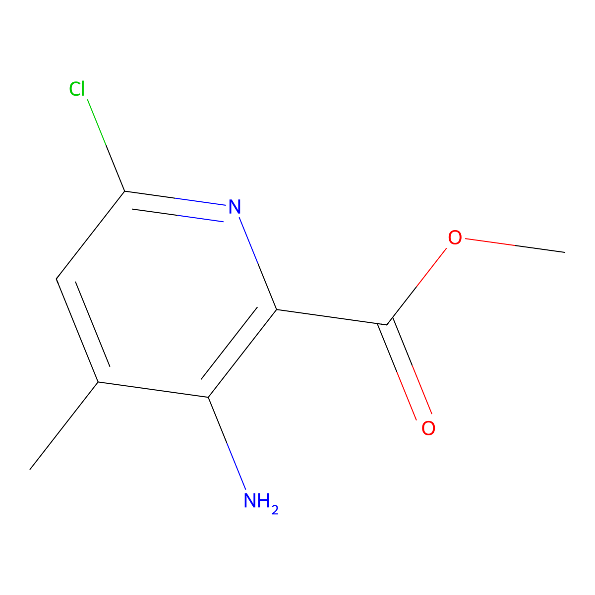 Methyl 3-amino-6-chloro-4-methylpicolinate molecular structure, CAS 2004678-17-3
