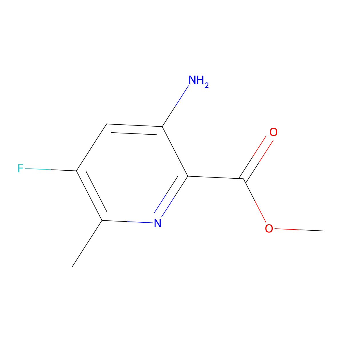 Methyl 3-amino-5-fluoro-6-methylpicolinate molecular structure, CAS 2004678-35-5