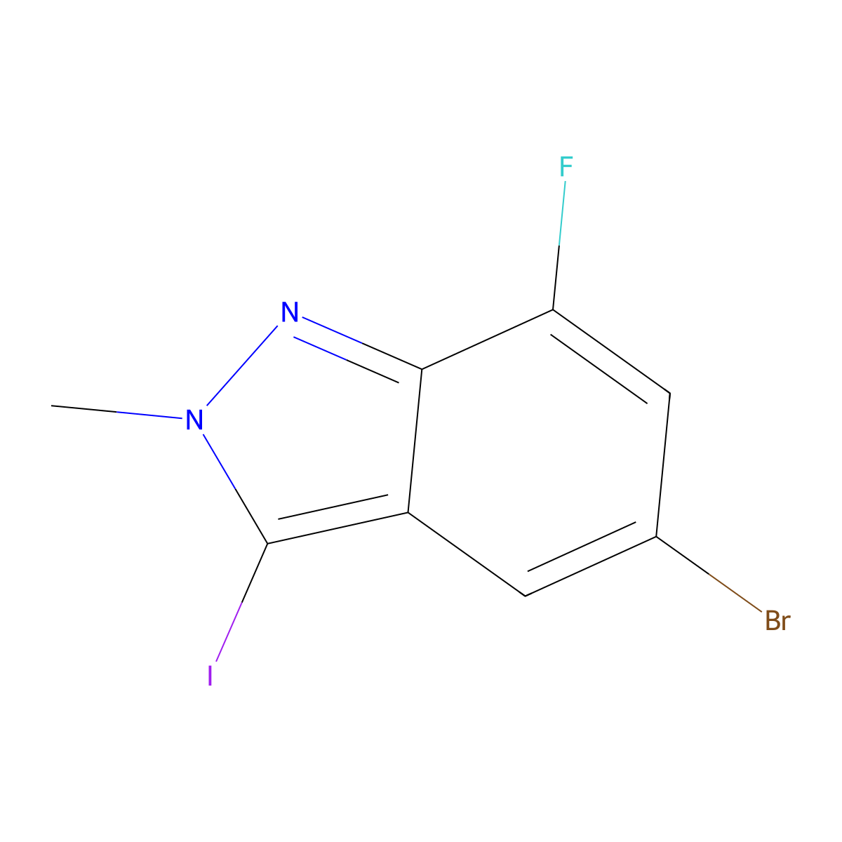 5-bromo-7-fluoro-3-iodo-2-methyl-2H-indazole molecular structure, CAS 2004705-99-9