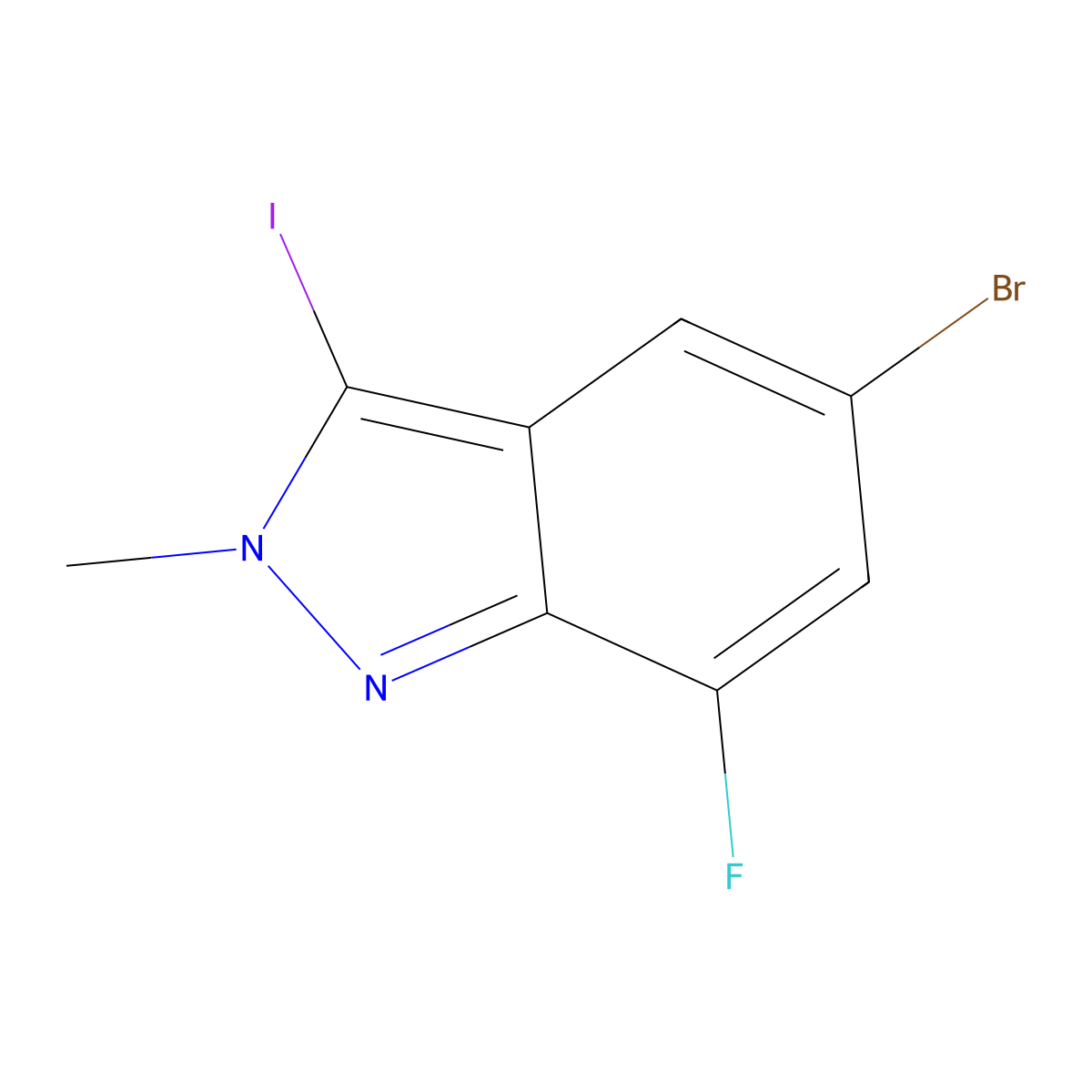5-bromo-7-fluoro-3-iodo-2-methyl-2H-indazole molecular structure, CAS 2004705-99-9