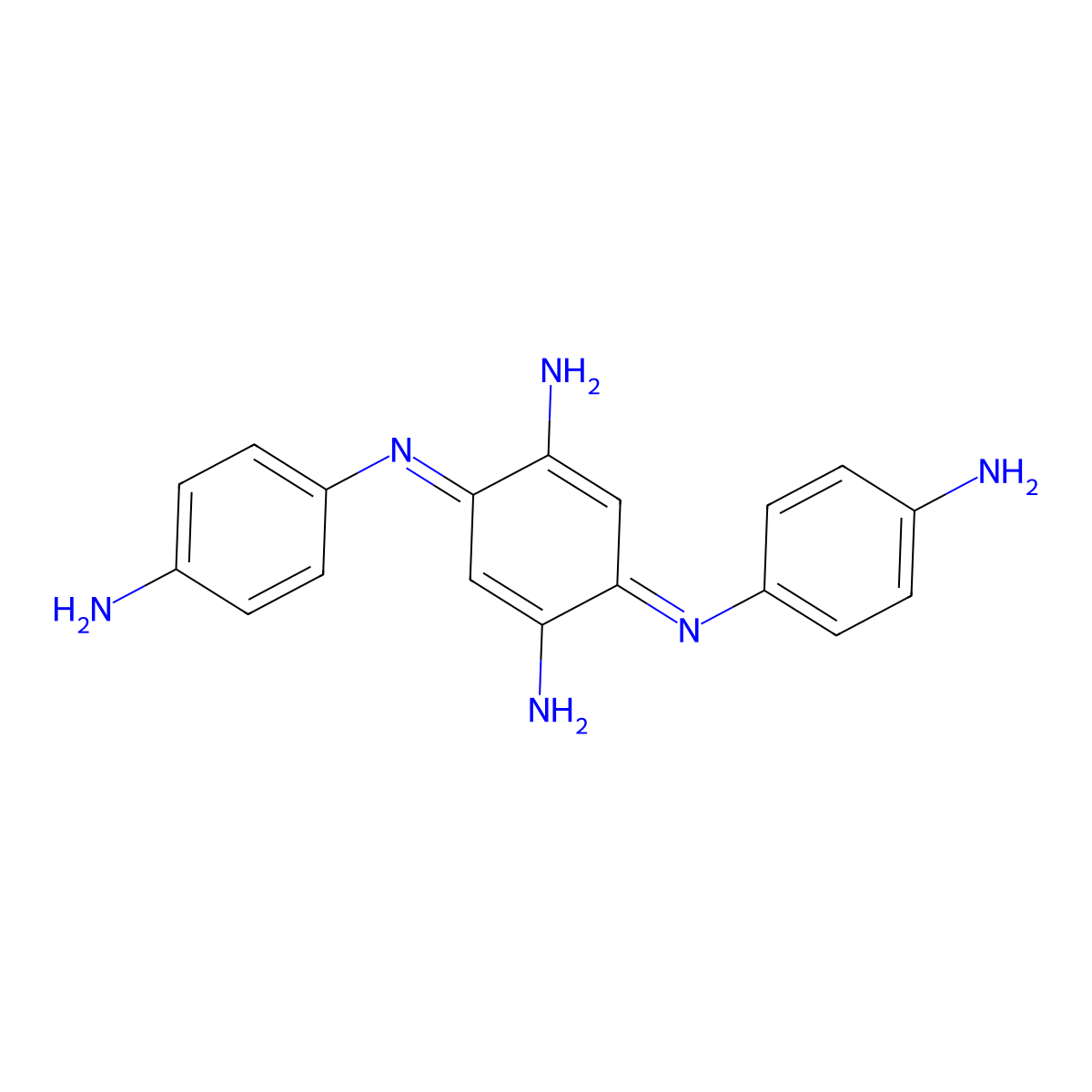 2,5-diamino-N,N'-di-(4-aminophenyl)-2,5-cyclohexadiene-1,4-diimine molecular structure, CAS 20048-27-5