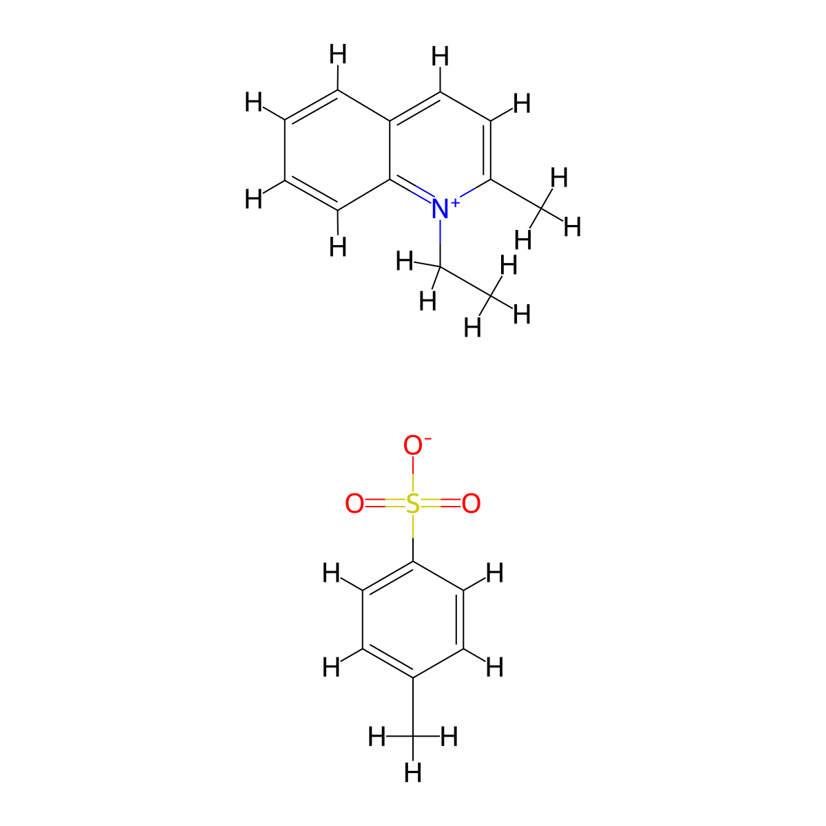Quinolinium, 1-ethyl-2-methyl-, 4-methylbenzenesulfonate (1:1) molecular structure, CAS 20048-92-4