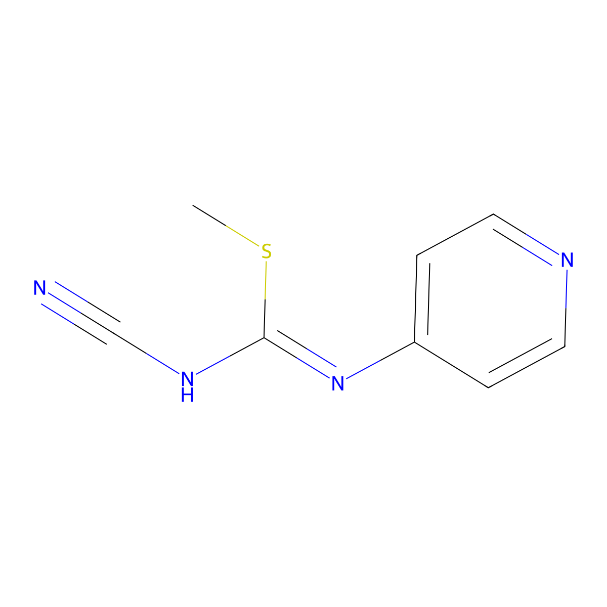 1-Cyano-2-methyl-3-pyridin-4-yl-isothiourea molecular structure, CAS 200483-99-4