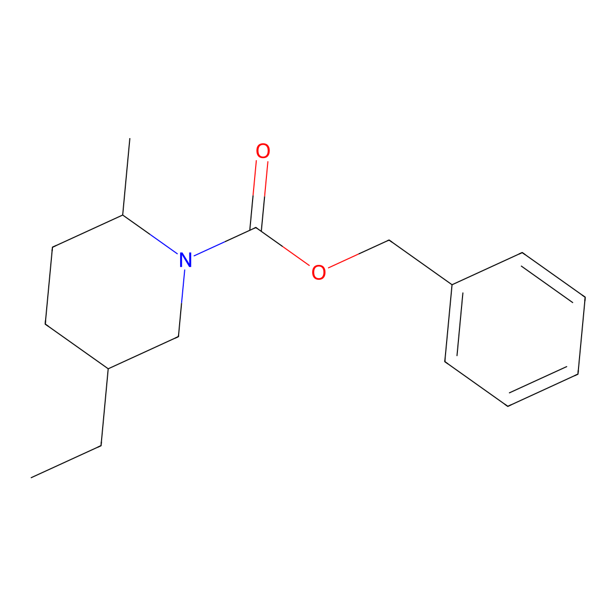 rac-benzyl (2R,5R)-5-ethyl-2-methylpiperidine-1-carboxylate molecular structure, CAS 2004995-93-9