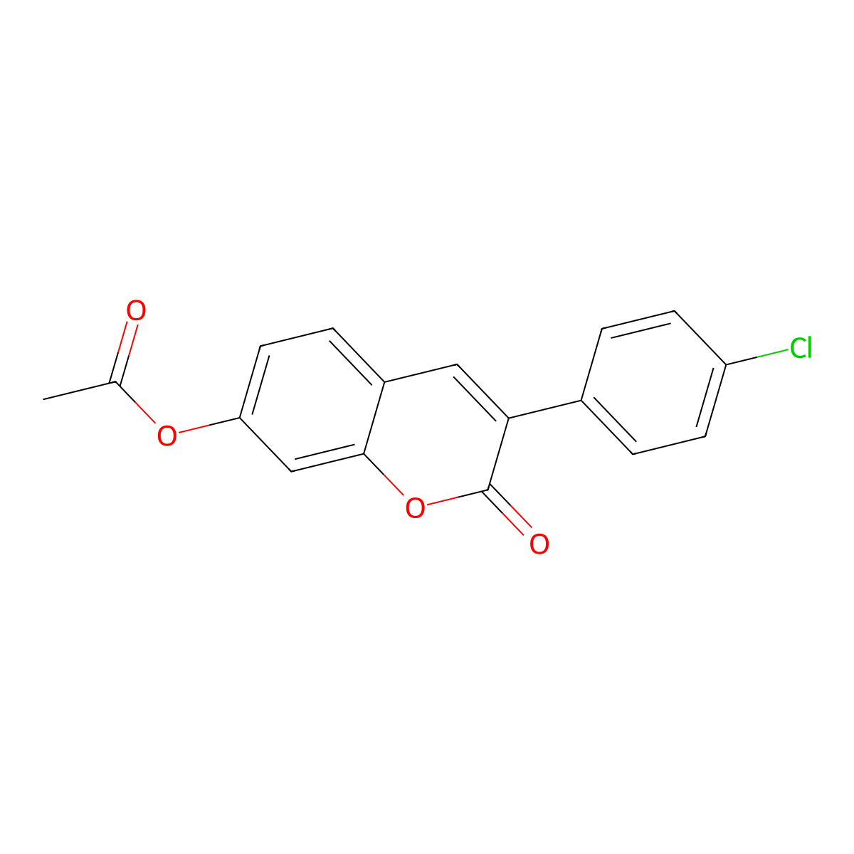 3-(4-Chlorophenyl)-2-oxochromen-7-yl acetate molecular structure, CAS 20050-81-1