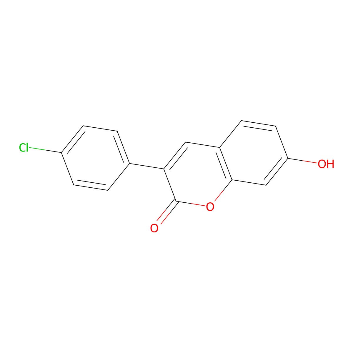 3-(4-Chlorophenyl)-7-hydroxy-2H-1-benzopyran-2-one molecular structure, CAS 20050-82-2
