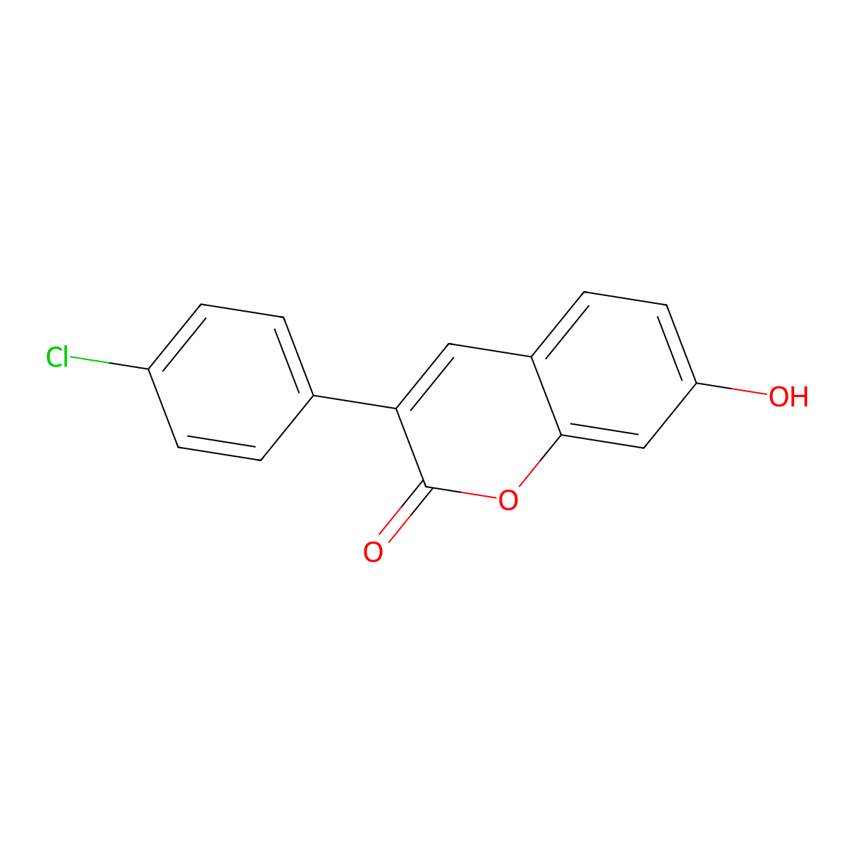 3-(4-Chlorophenyl)-7-hydroxy-2H-1-benzopyran-2-one molecular structure, CAS 20050-82-2