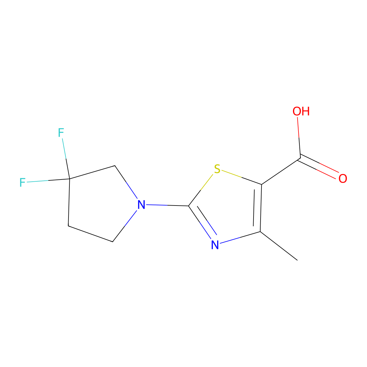 2-(3,3-Difluoropyrrolidin-1-YL)-4-methylthiazole-5-carboxylic acid molecular structure, CAS 2005063-98-7
