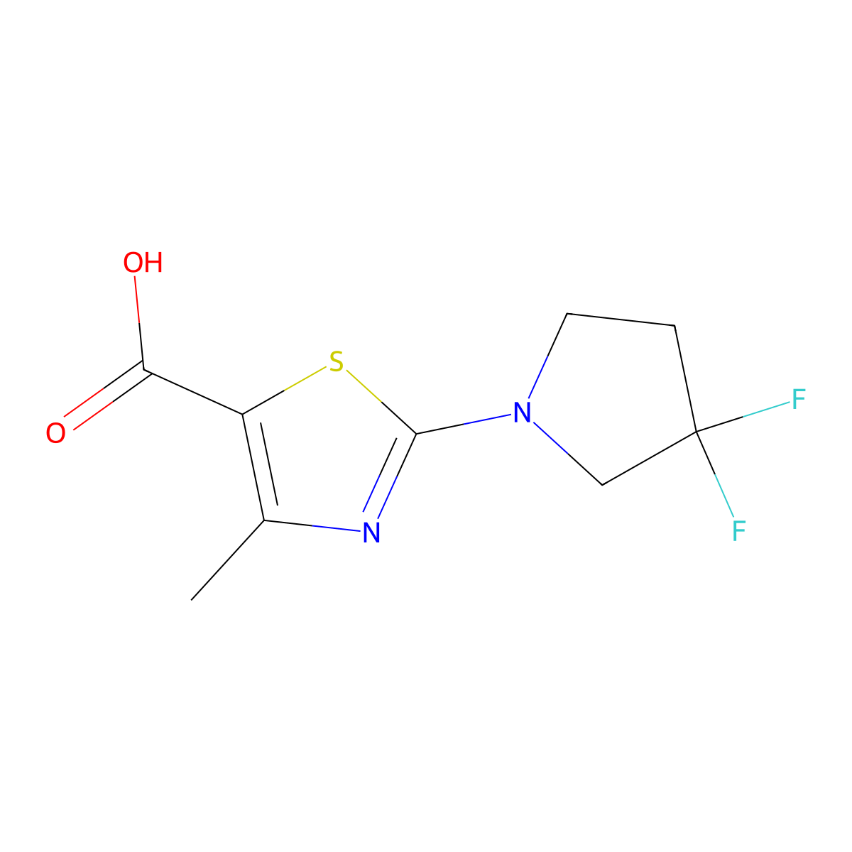 2-(3,3-Difluoropyrrolidin-1-YL)-4-methylthiazole-5-carboxylic acid molecular structure, CAS 2005063-98-7