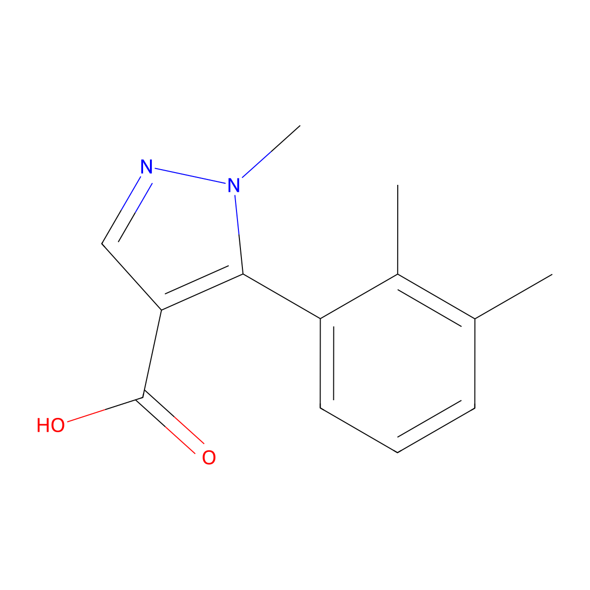 5-(2,3-dimethylphenyl)-1-methyl-1H-pyrazole-4-carboxylic acid molecular structure, CAS 2005179-42-8