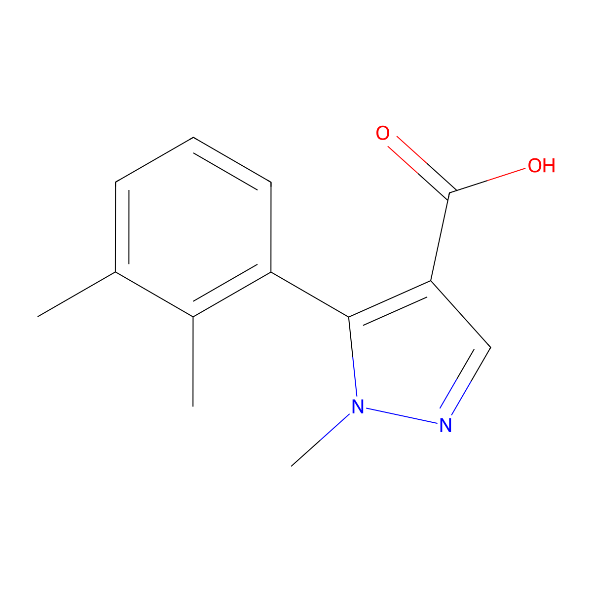 5-(2,3-dimethylphenyl)-1-methyl-1H-pyrazole-4-carboxylic acid molecular structure, CAS 2005179-42-8