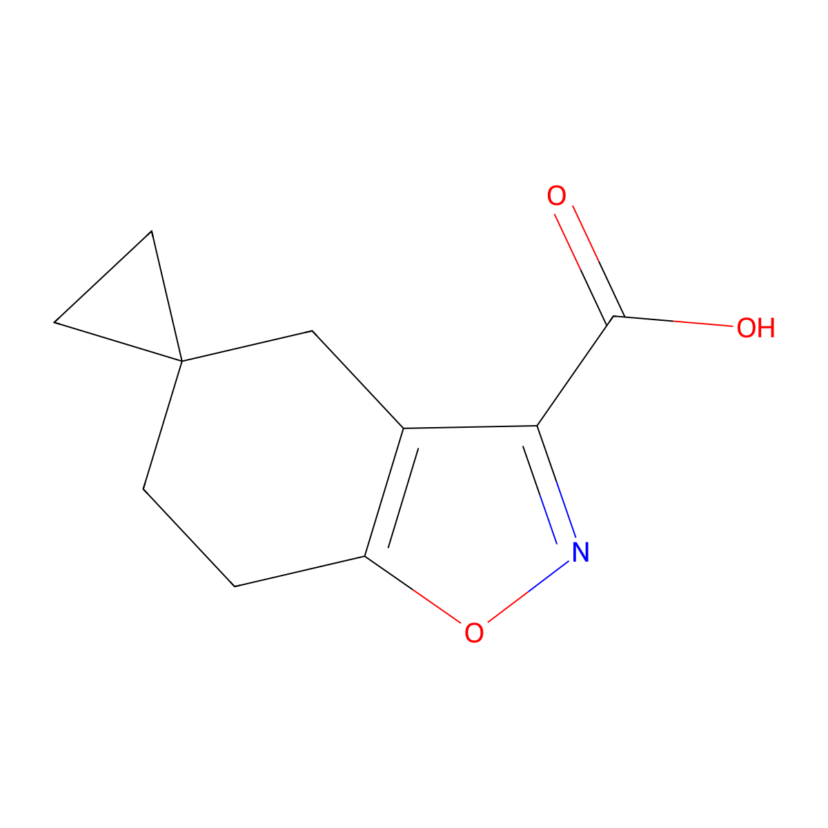 6,7-dihydro-4H-spiro[1,2-benzoxazole-5,1'-cyclopropane]-3-carboxylic acid molecular structure, CAS 2005233-72-5