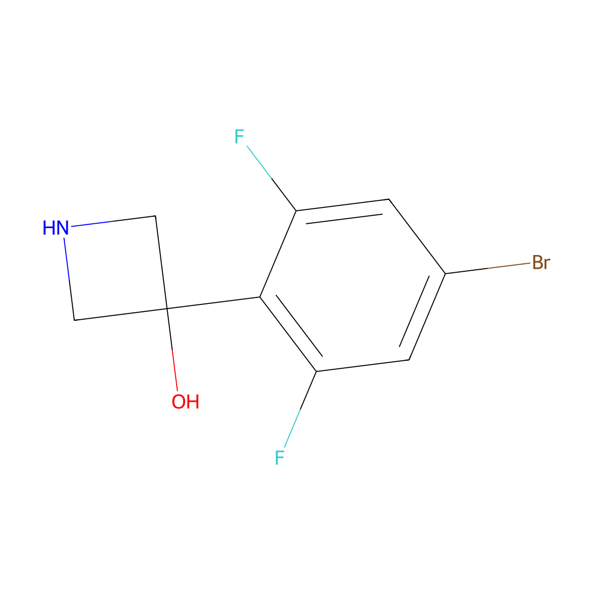3-(4-Bromo-2,6-difluorophenyl)azetidin-3-ol molecular structure, CAS 2005239-78-9