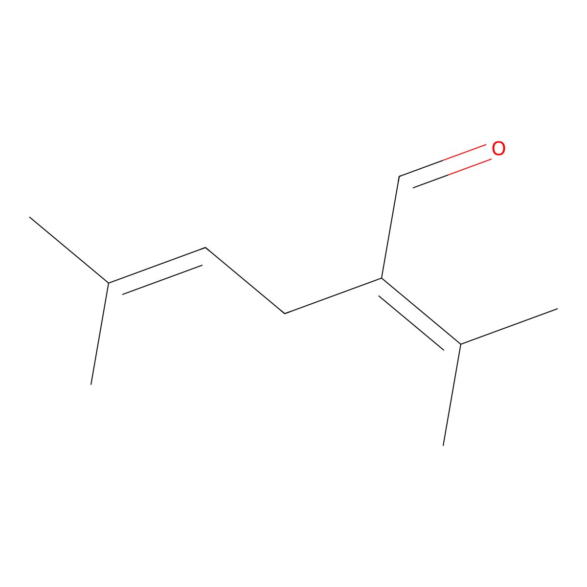 5-Methyl-2-(propan-2-ylidene)hex-4-enal molecular structure, CAS 20053-27-4