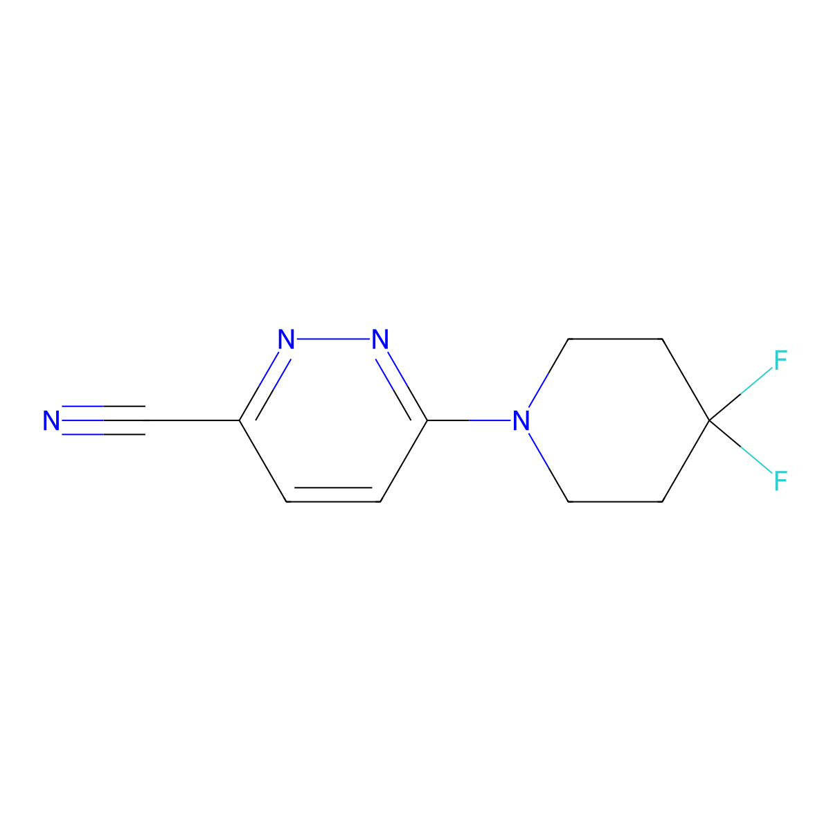 6-(4,4-Difluoropiperidin-1-yl)pyridazine-3-carbonitrile molecular structure, CAS 2005338-08-7