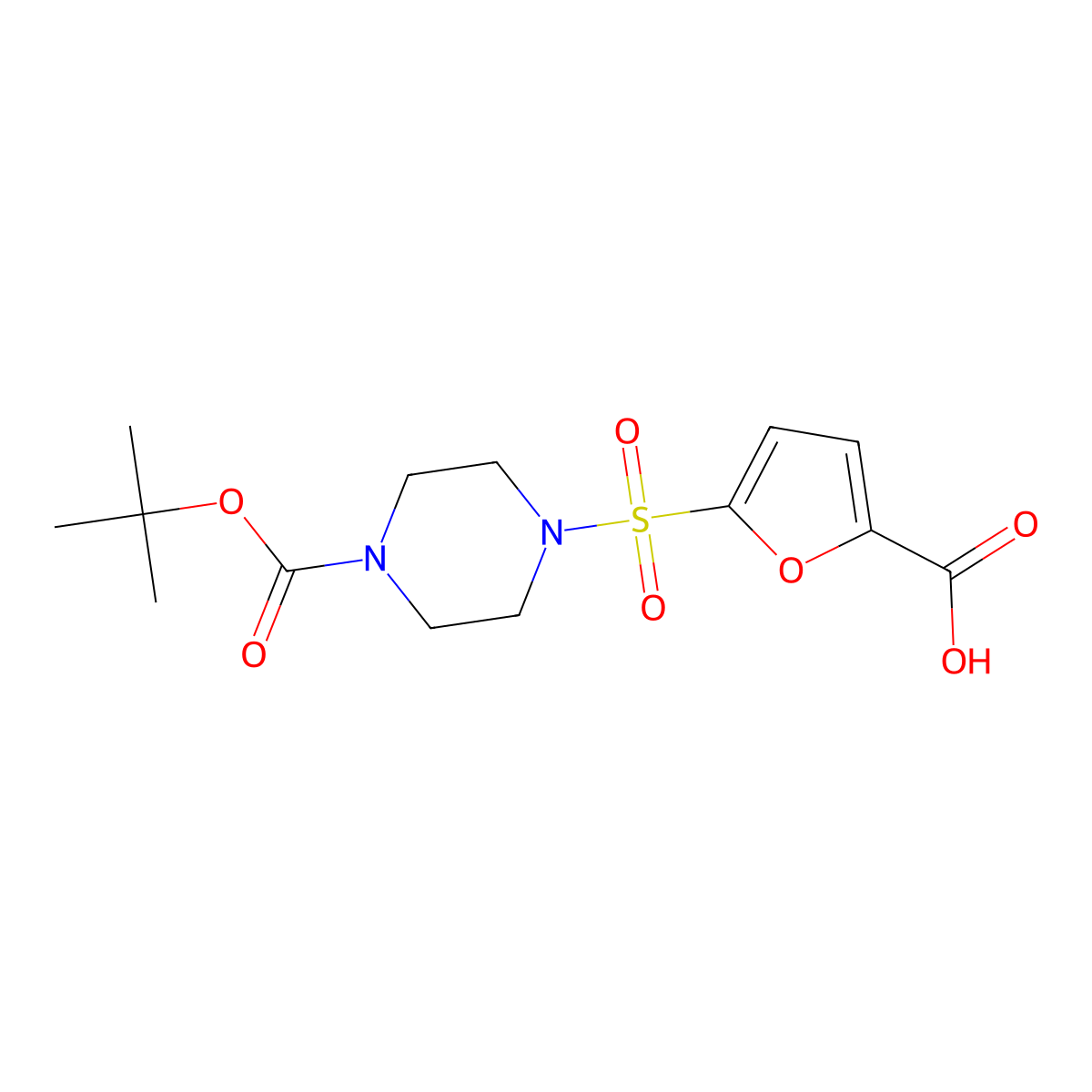 5-({4-[(Tert-butoxy)carbonyl]piperazin-1-yl}sulfonyl)furan-2-carboxylic acid molecular structure, CAS 2005383-93-5