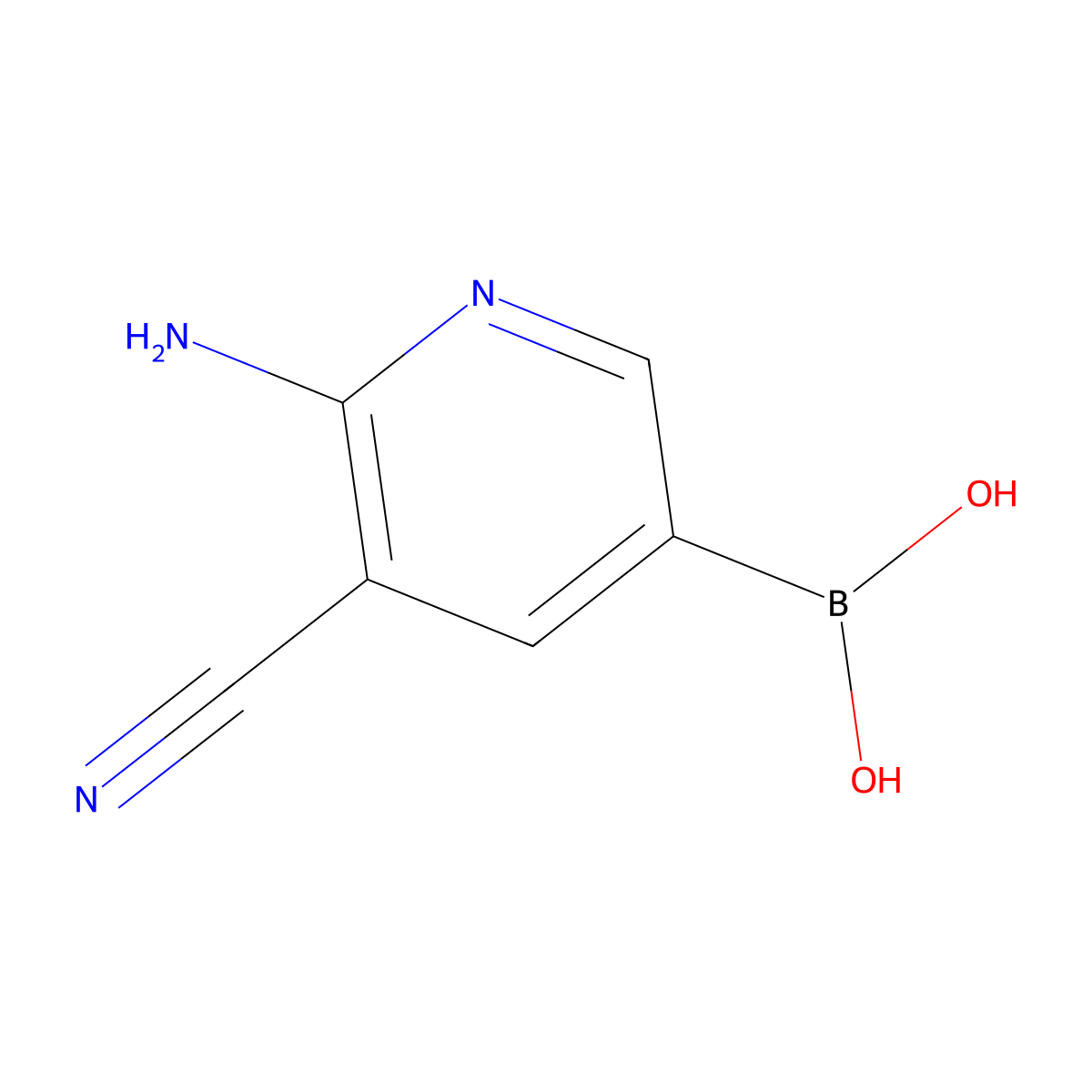 (6-Amino-5-cyanopyridin-3-yl)boronic acid molecular structure, CAS 2005431-43-4