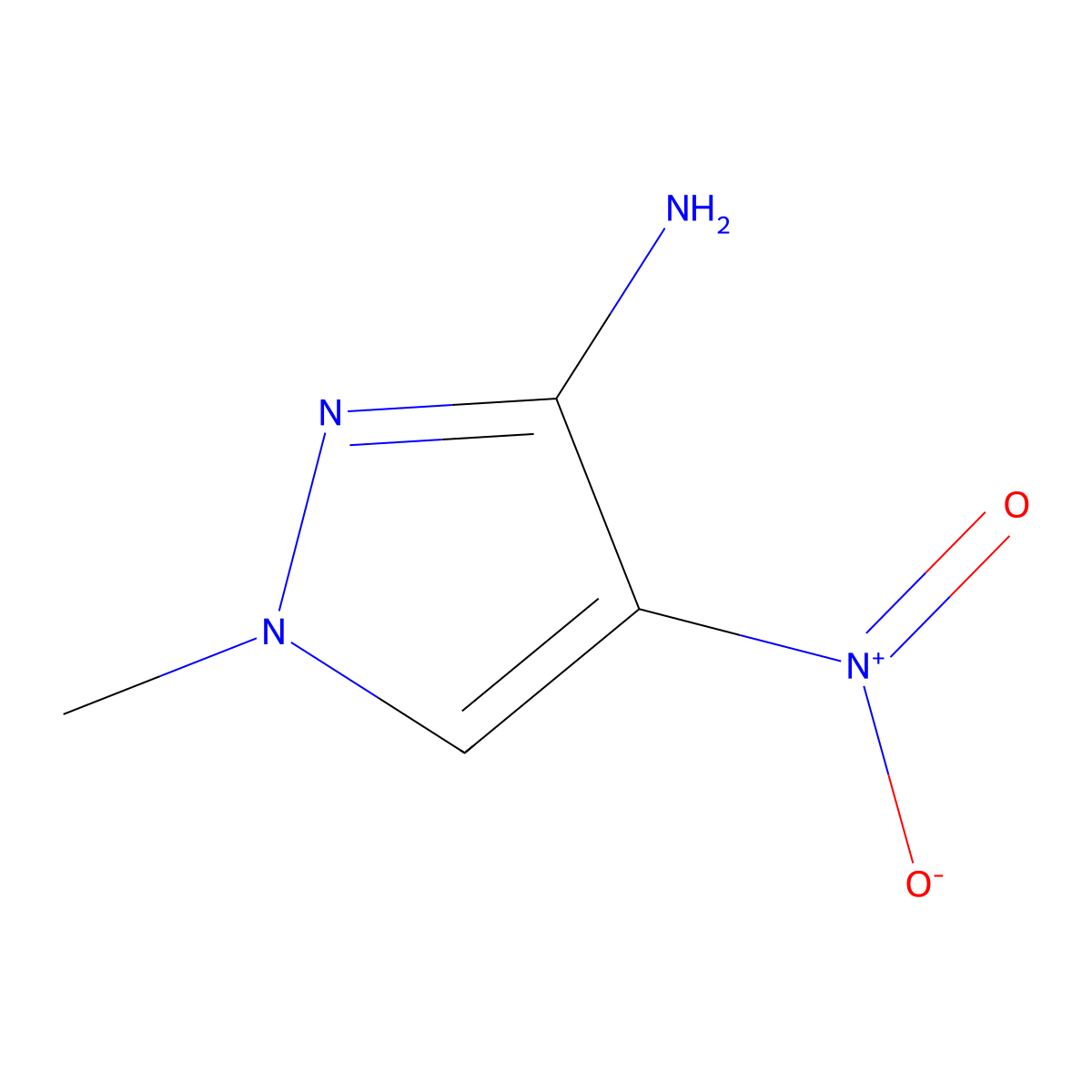 1-Methyl-4-nitro-1H-pyrazol-3-amine molecular structure, CAS 20055-00-9