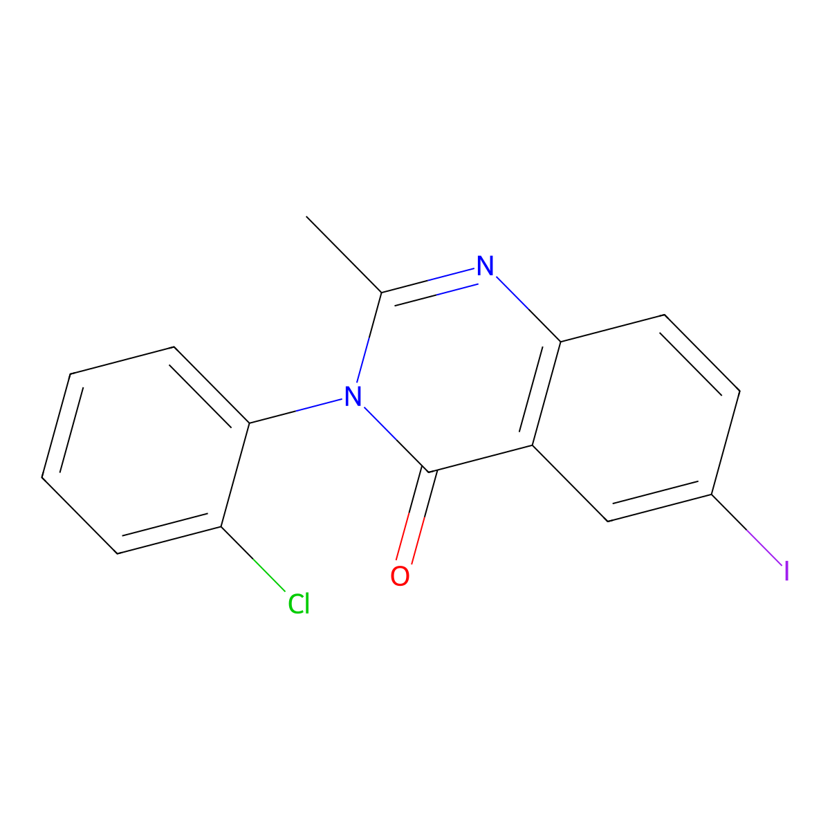 3-(2-Chlorophenyl)-6-iodo-2-methylquinazolin-4-one molecular structure, CAS 20055-10-1