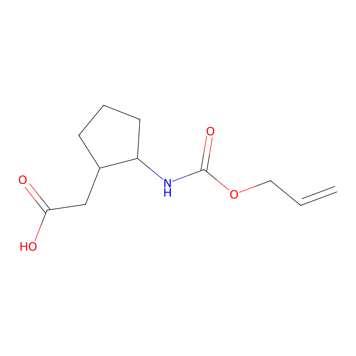 rac-2-[(1R,2S)-2-{[(prop-2-en-1-yloxy)carbonyl]amino}cyclopentyl]acetic acid molecular structure, CAS 2005620-55-1