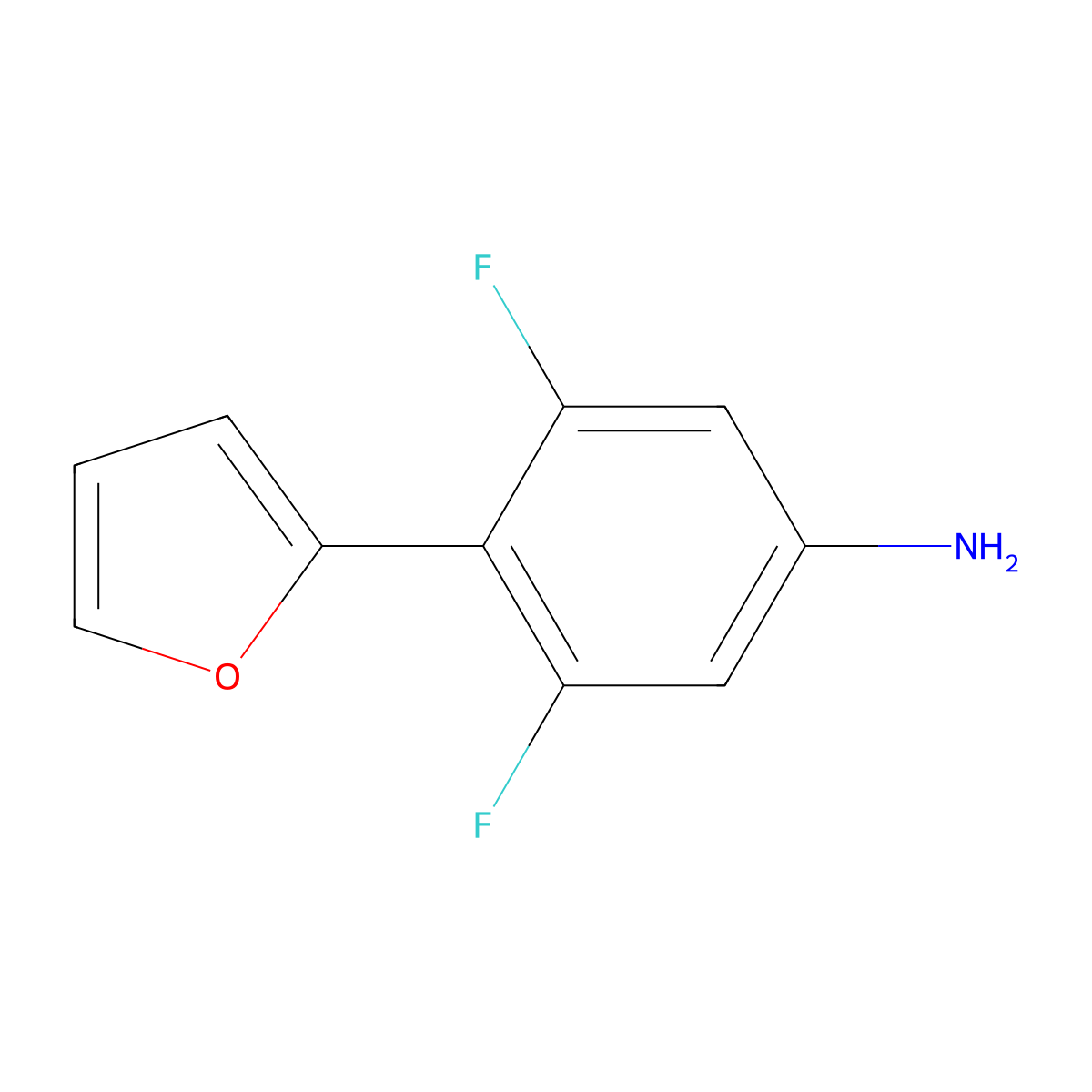 3,5-Difluoro-4-(2-furanyl)benzenamine molecular structure, CAS 2005671-09-8
