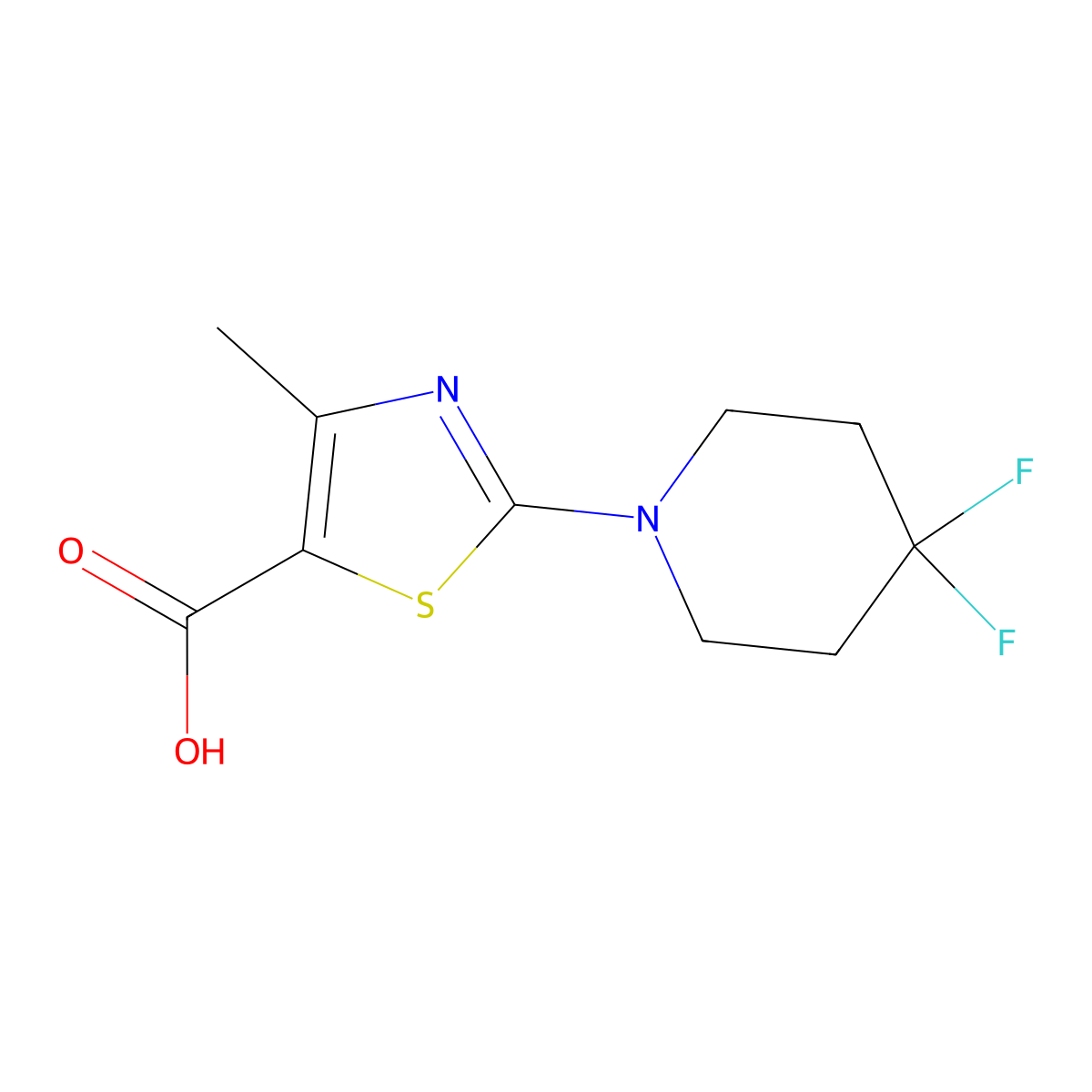 2-(4,4-Difluoropiperidin-1-yl)-4-methyl-1,3-thiazole-5-carboxylic acid molecular structure, CAS 2005850-52-0