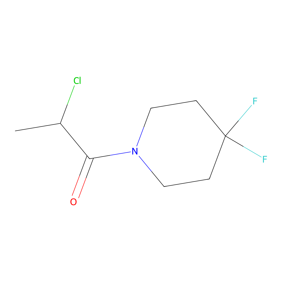 2-Chloro-1-(4,4-difluoropiperidin-1-yl)propan-1-one molecular structure, CAS 2005878-67-9