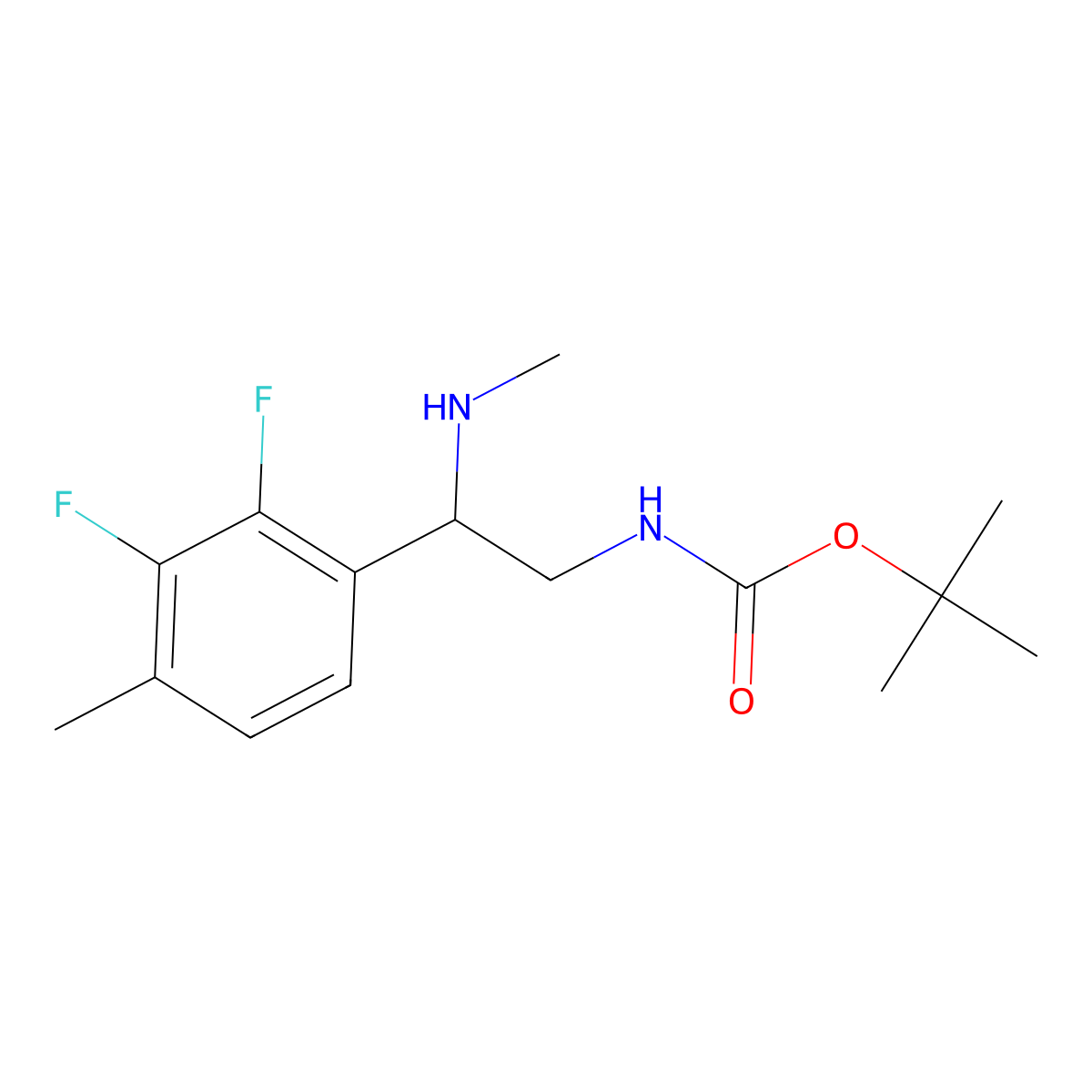 tert-butyl N-[2-(2,3-difluoro-4-methylphenyl)-2-(methylamino)ethyl]carbamate molecular structure, CAS 2005905-10-0