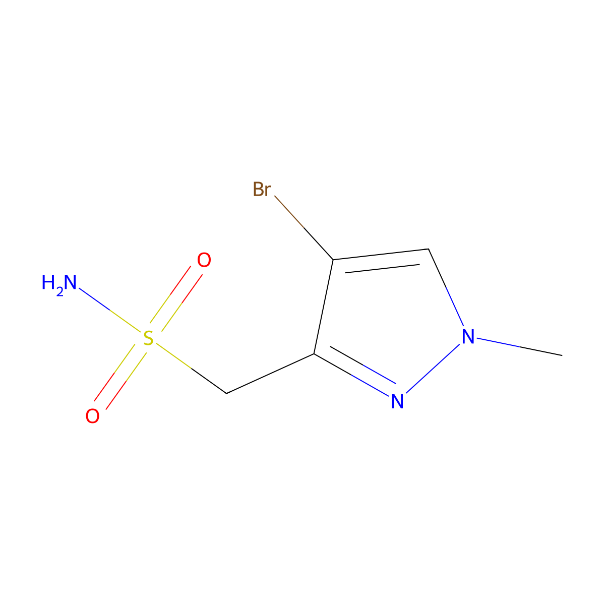 (4-bromo-1-methyl-1H-pyrazol-3-yl)methanesulfonamide molecular structure, CAS 2005963-82-4