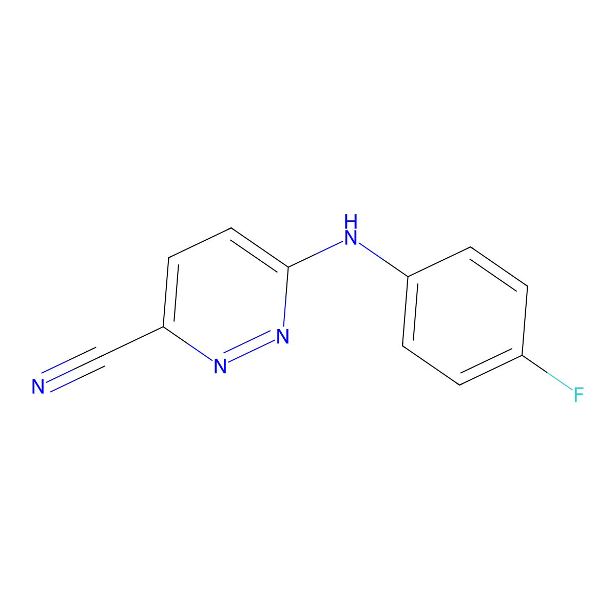 6-[(4-Fluorophenyl)amino]pyridazine-3-carbonitrile molecular structure, CAS 2006033-10-7