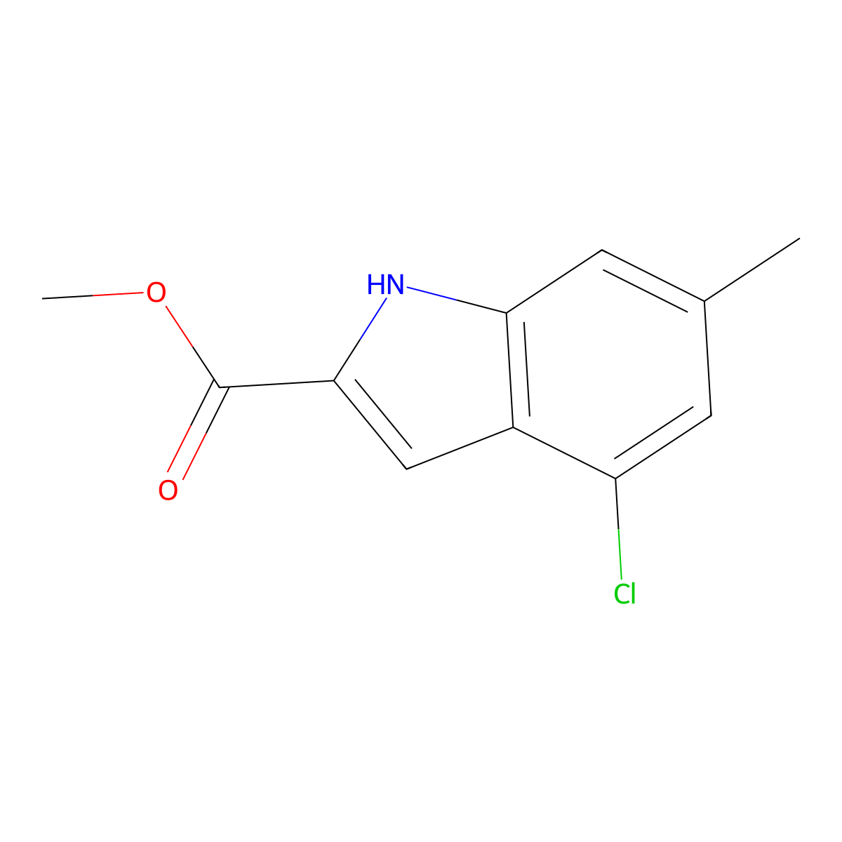 Methyl 4-chloro-6-methyl-1h-indole-2-carboxylate molecular structure, CAS 2006136-31-6