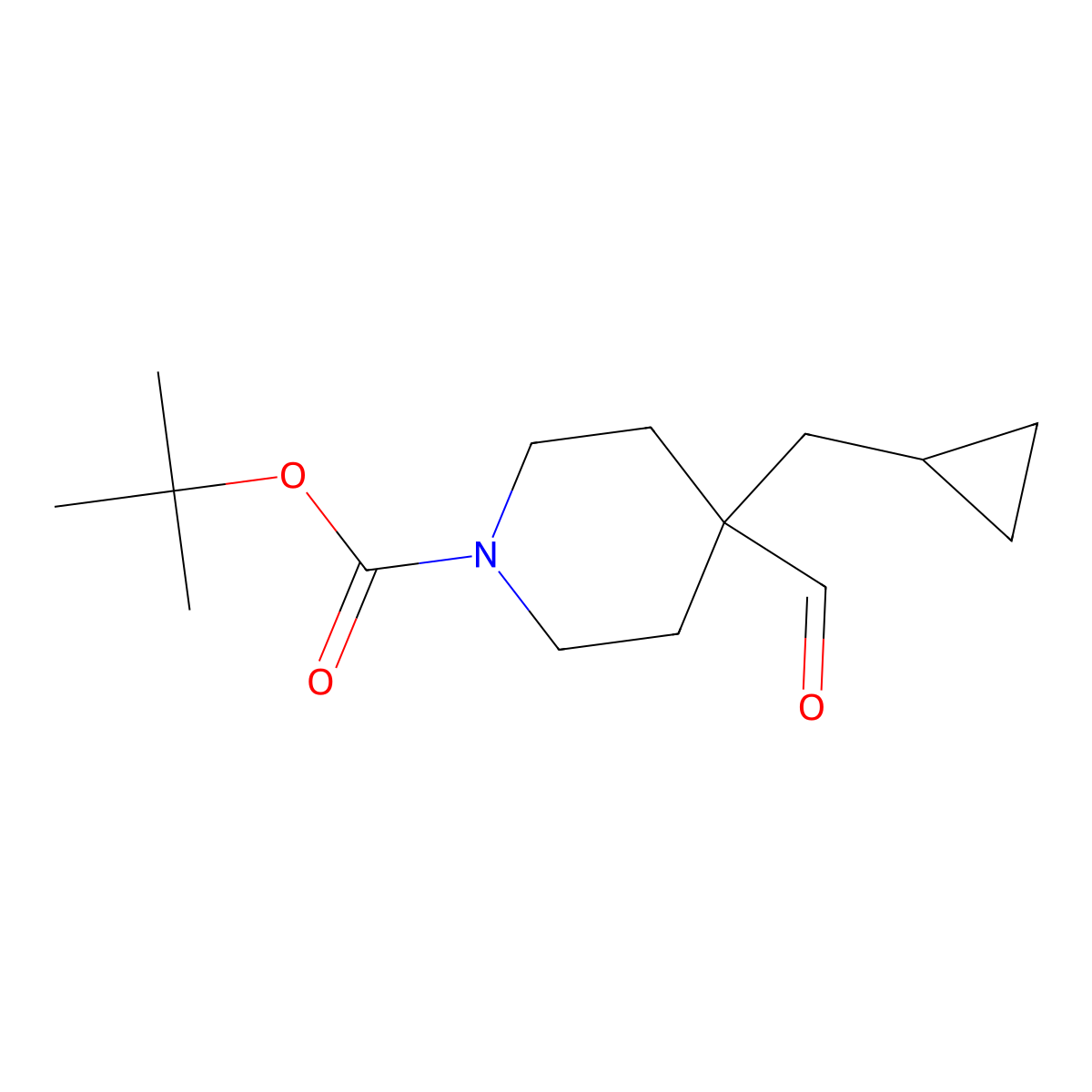 Tert-butyl 4-(cyclopropylmethyl)-4-formylpiperidine-1-carboxylate molecular structure, CAS 2006171-00-0