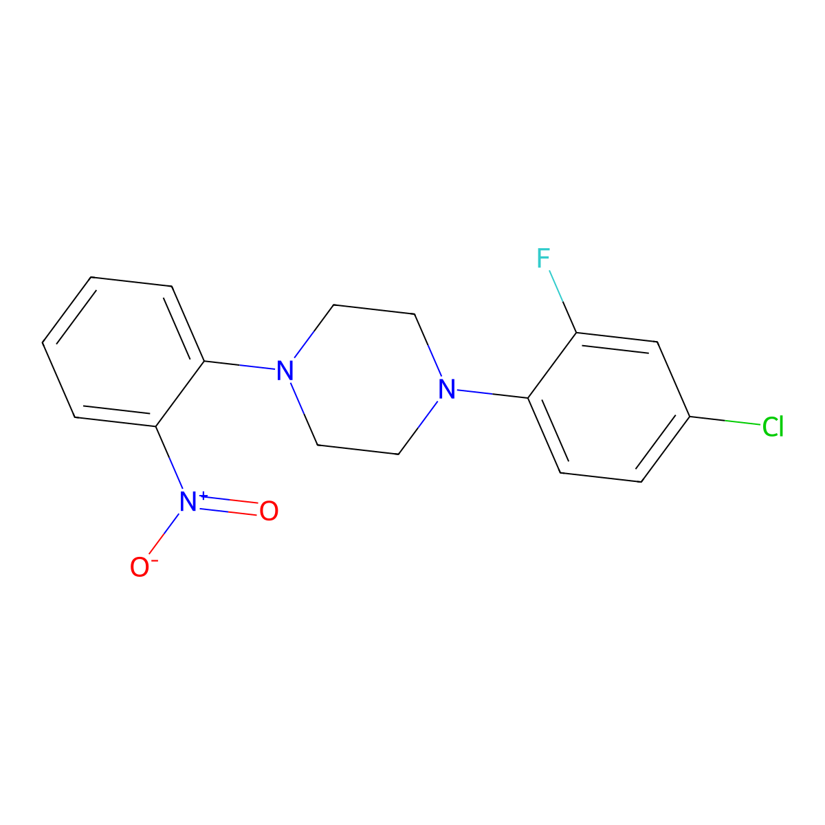 1-(4-Chloro-2-fluorophenyl)-4-(2-nitrophenyl)piperazine molecular structure, CAS 2006276-87-3