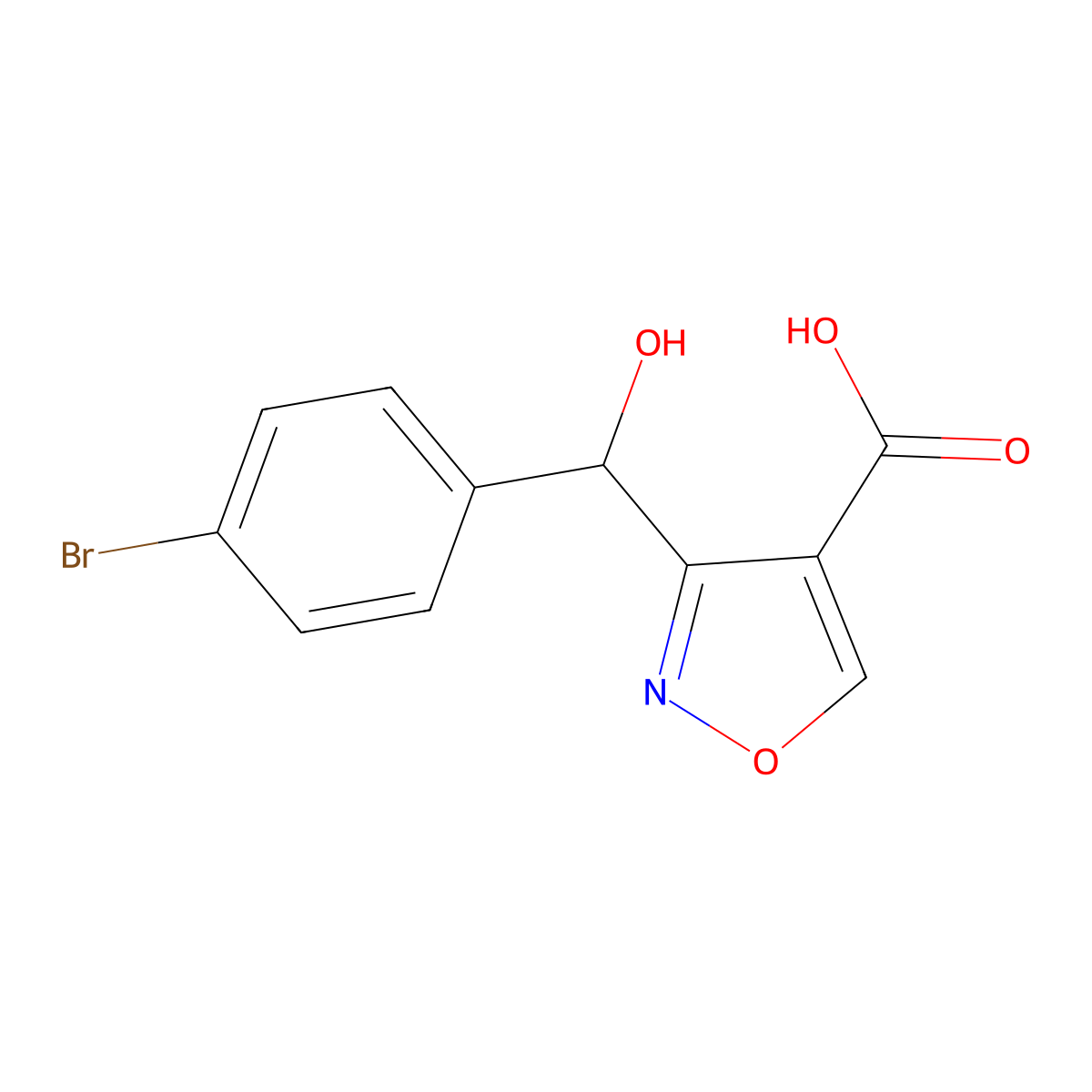 3-[(4-Bromophenyl)(hydroxy)methyl]isoxazole-4-carboxylic Acid molecular structure, CAS 2006276-91-9
