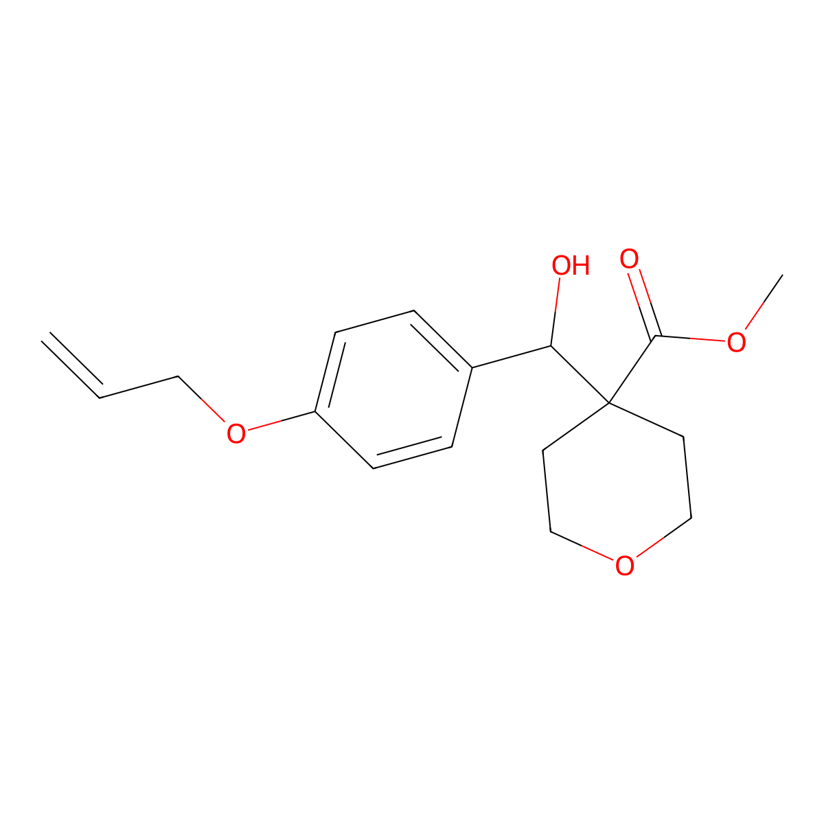 Methyl 4-[[4-(Allyloxy)phenyl](hydroxy)methyl]tetrahydropyran-4-carboxylate molecular structure, CAS 2006276-94-2