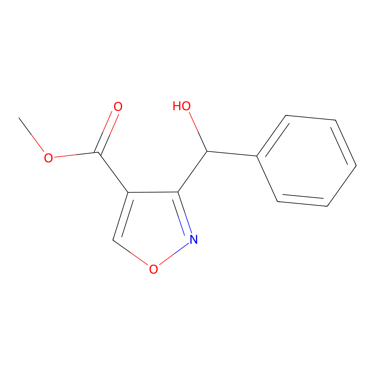 Methyl 3-[Hydroxy(phenyl)methyl]isoxazole-4-carboxylate molecular structure, CAS 2006277-12-7