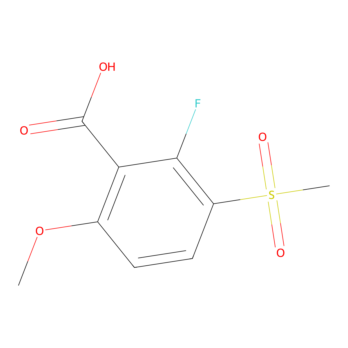 2-Fluoro-6-methoxy-3-(methylsulfonyl)benzoic Acid molecular structure, CAS 2006277-17-2