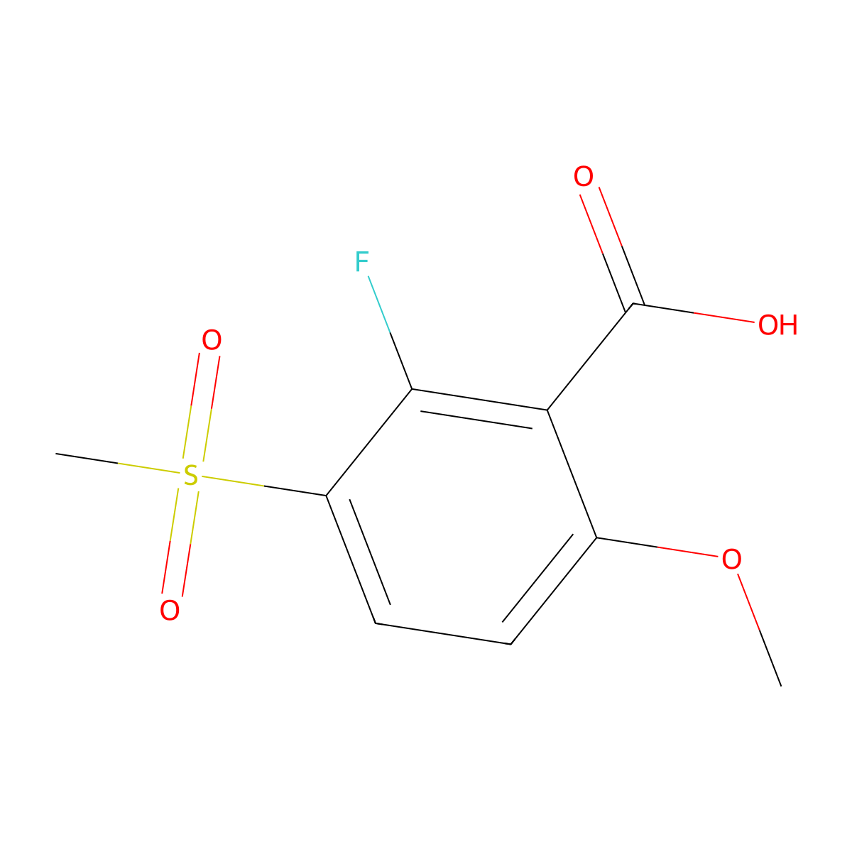 2-Fluoro-6-methoxy-3-(methylsulfonyl)benzoic Acid molecular structure, CAS 2006277-17-2