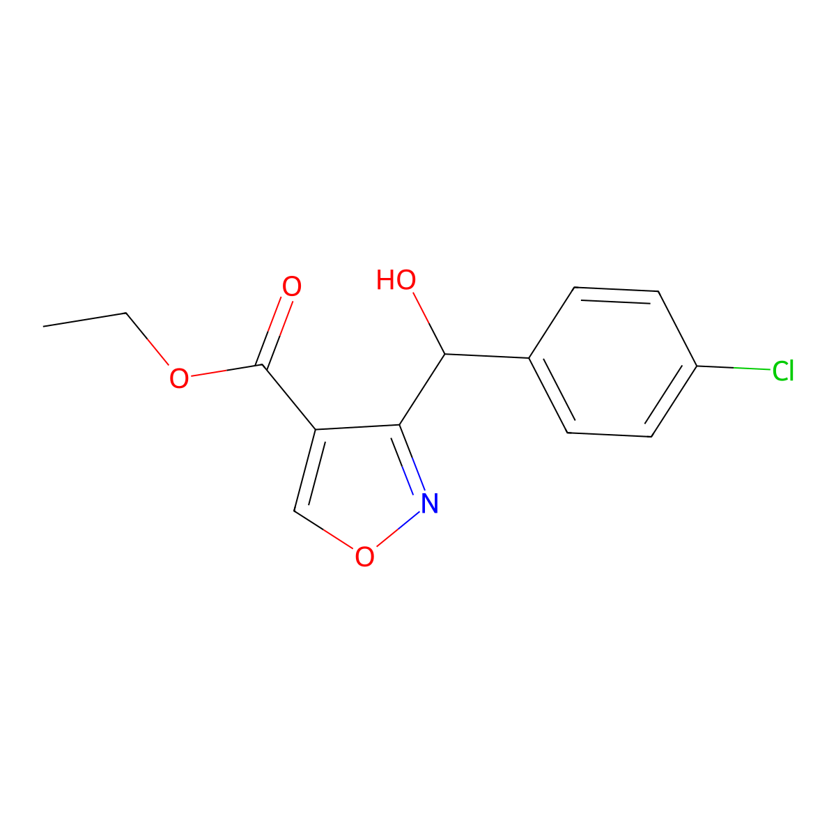 Ethyl 3-[(4-Chlorophenyl)(hydroxy)methyl]isoxazole-4-carboxylate molecular structure, CAS 2006277-36-5