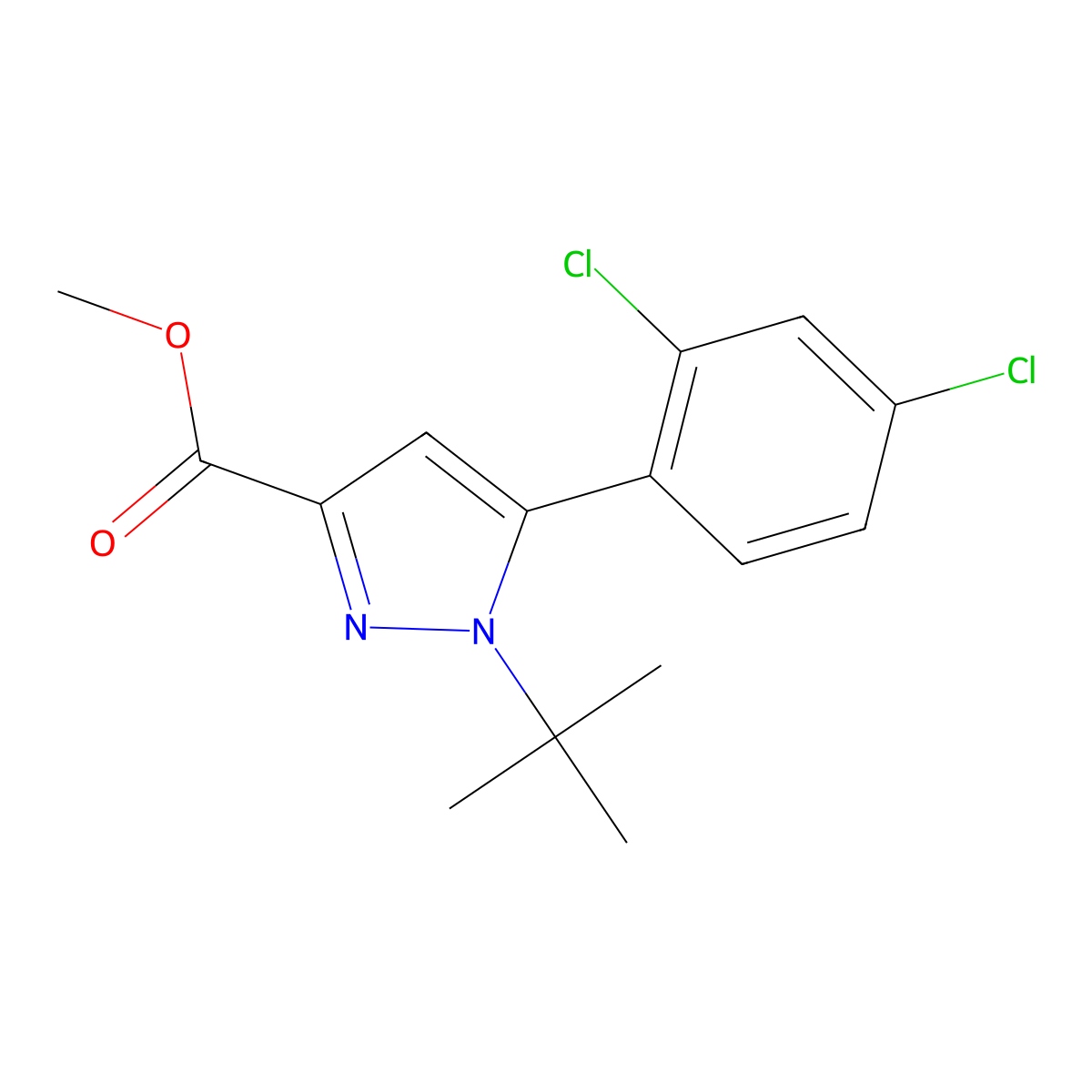 Methyl 1-(tert-Butyl)-5-(2,4-dichlorophenyl)pyrazole-3-carboxylate molecular structure, CAS 2006277-42-3