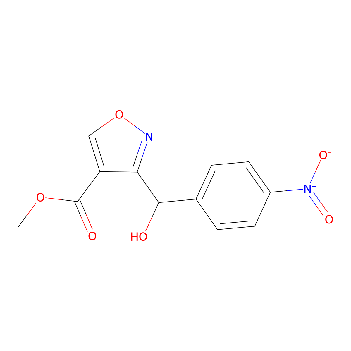 Methyl 3-[Hydroxy(4-nitrophenyl)methyl]isoxazole-4-carboxylate molecular structure, CAS 2006277-45-6