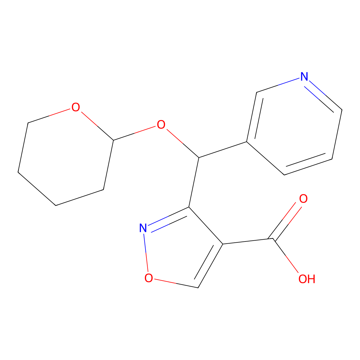 3-[(3-Pyridyl)[(2-tetrahydropyranyl)oxy]methyl]isoxazole-4-carboxylic Acid molecular structure, CAS 2006277-53-6