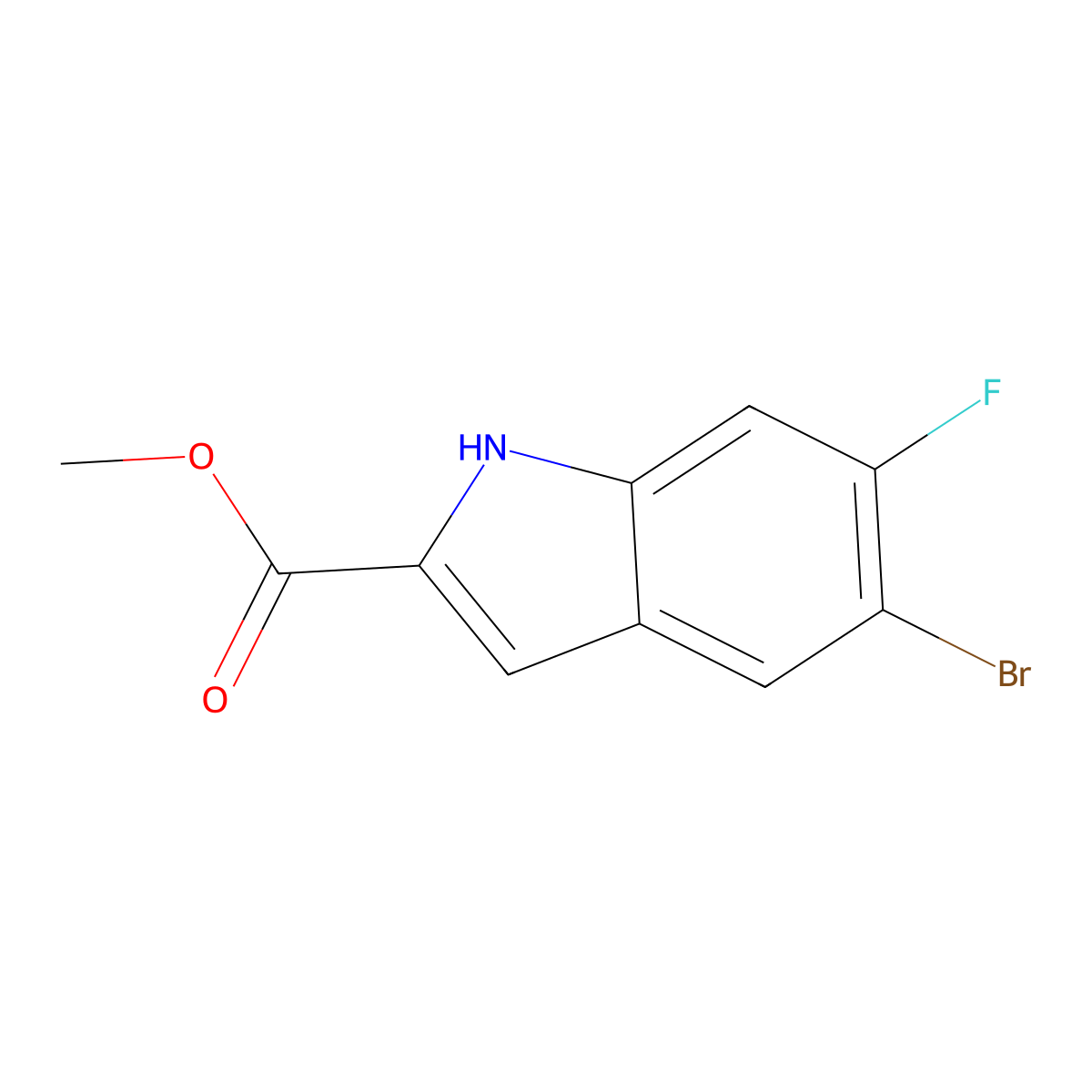 Methyl 5-bromo-6-fluoroindole-2-carboxylate molecular structure, CAS 2006277-60-5