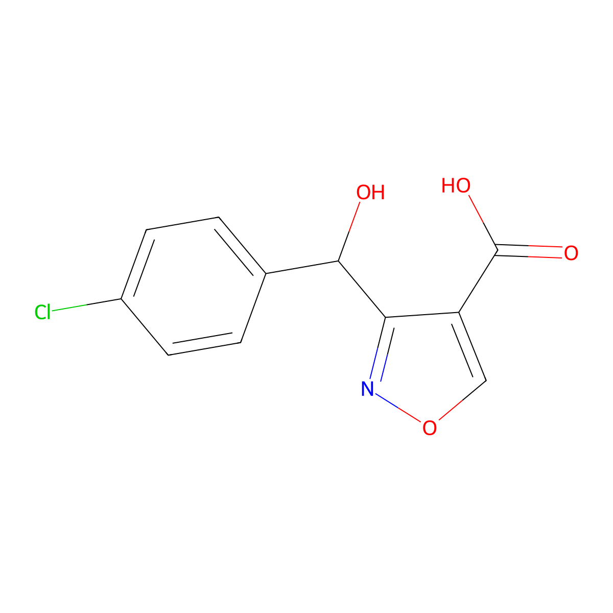 3-[(4-Chlorophenyl)(hydroxy)methyl]isoxazole-4-carboxylic Acid molecular structure, CAS 2006277-75-2