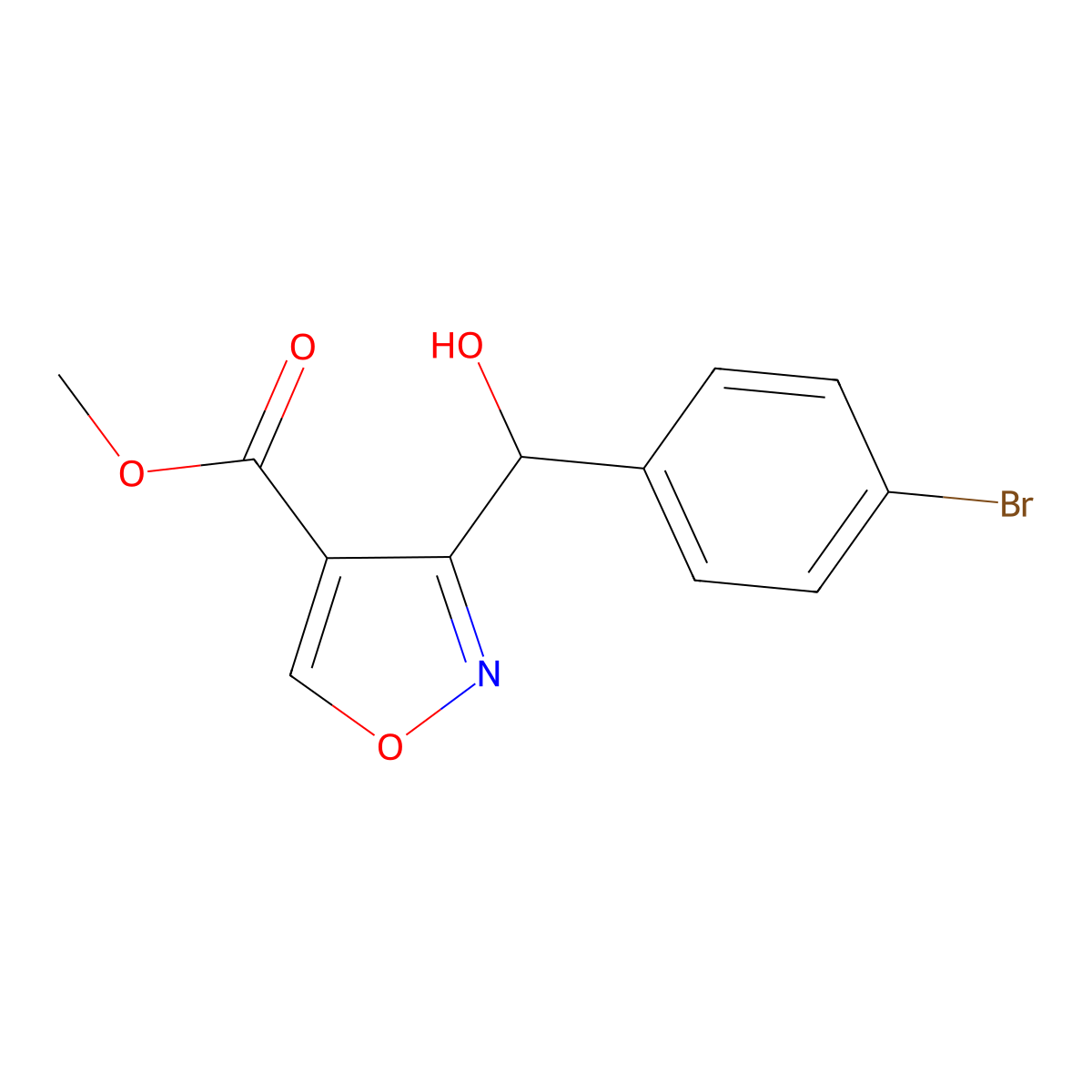 Methyl 3-[(4-Bromophenyl)(hydroxy)methyl]isoxazole-4-carboxylate molecular structure, CAS 2006277-99-0
